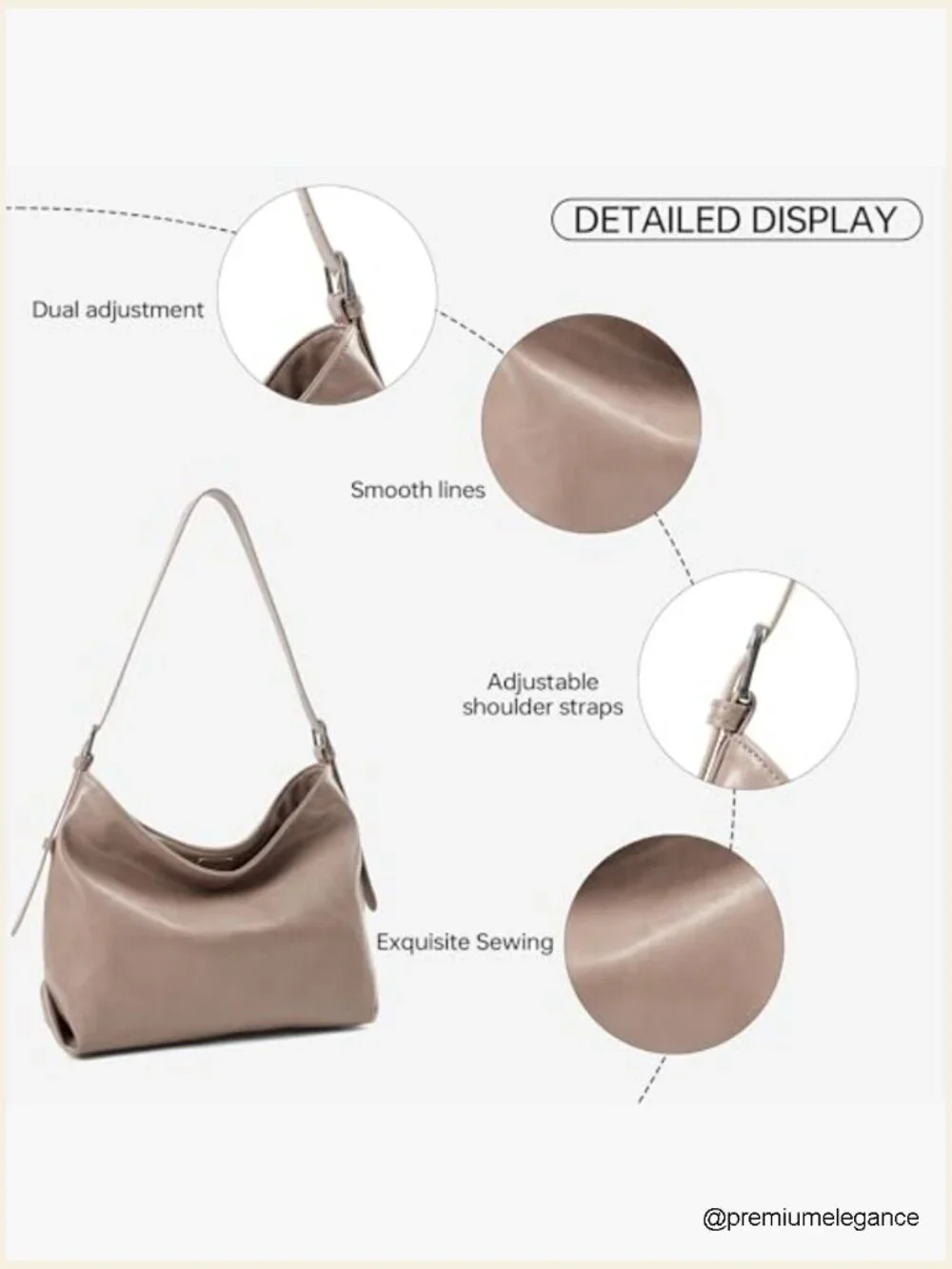 Small Soft Slouchy Hobo Bag Shoulder Purse Tote with Front Zip Pocket